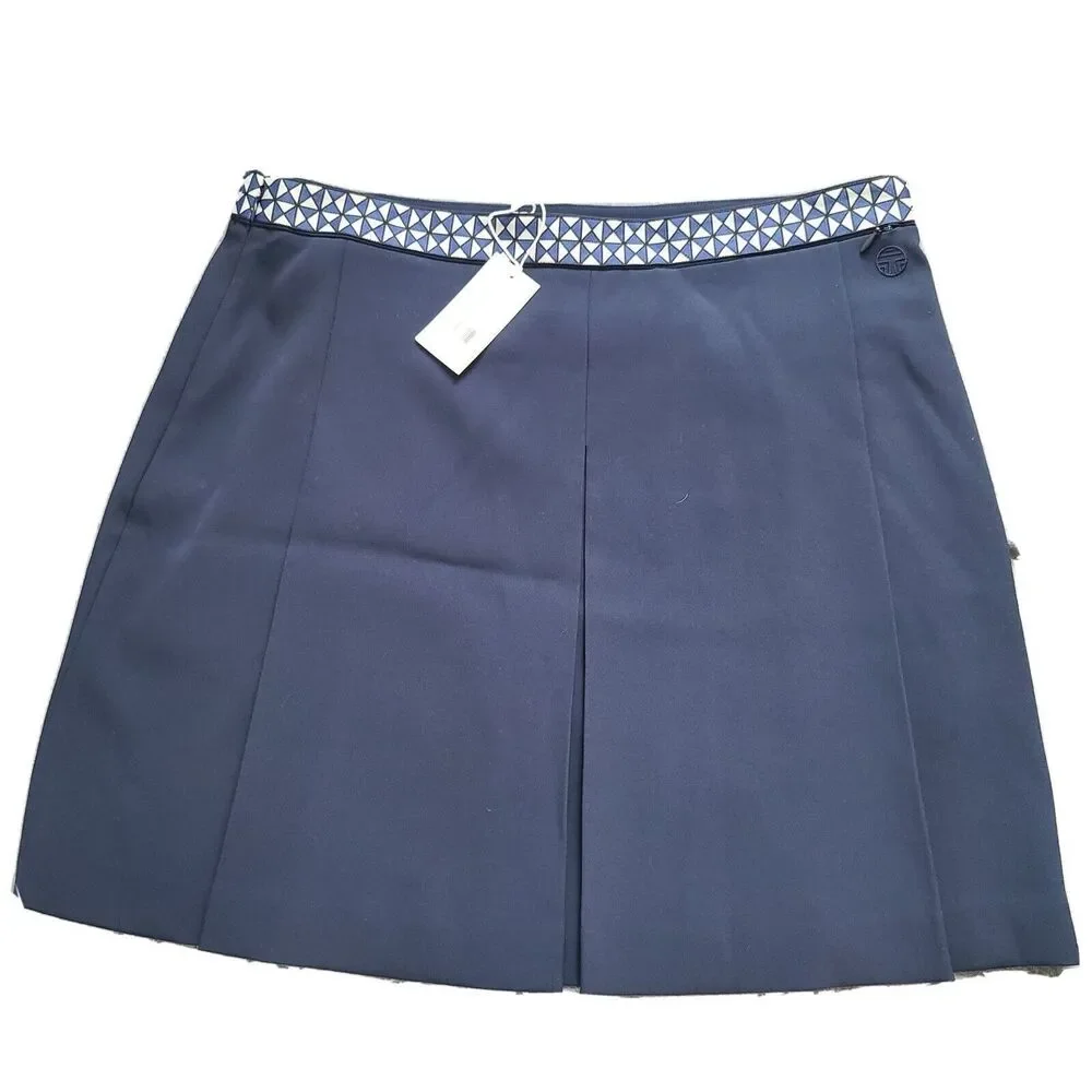 Tory Burch Sport Twill Skort Sz 14 Navy Blue Tennis Skirt Pleaded new